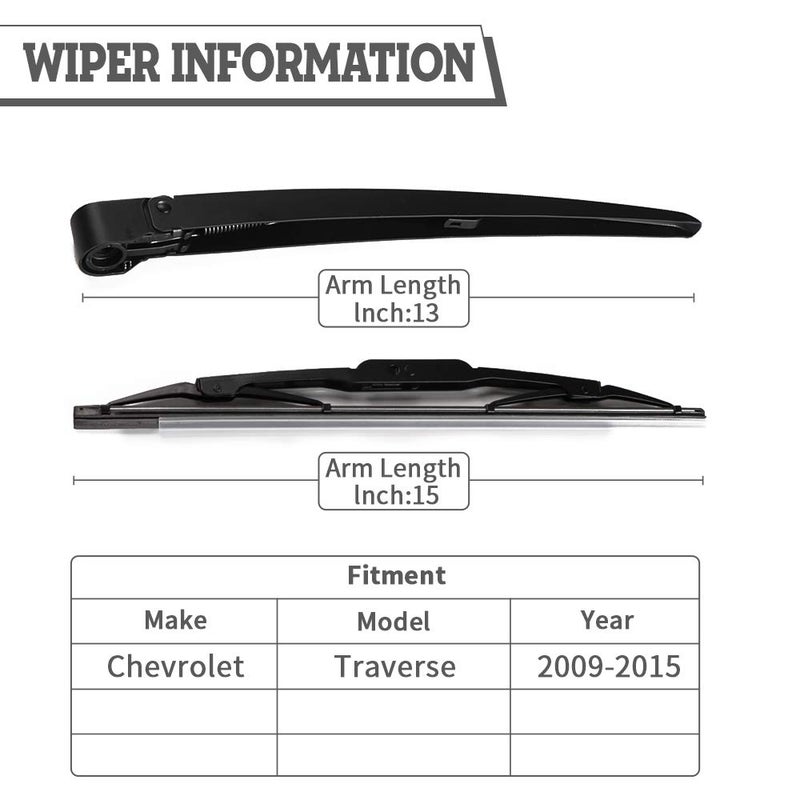 HODEE Rear Wiper Arm Blade Nut Set-Replacement for Chevrolet Chevy Traverse 2009-2016,Back Windshield Wiper Assembly with Window Wiper Cap Cover Accessories,OE:20935081 - Image 2